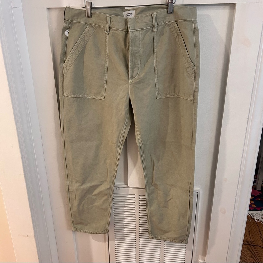 Citizens of Humanity Light Green Leah cargo tapered jeans pants